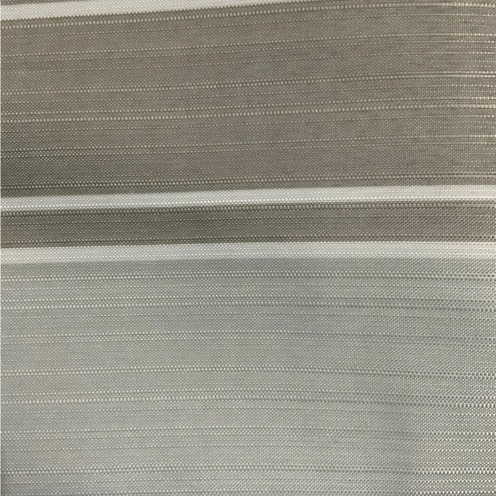 Striped Fabric Shower Curtain Ceramic Accessories 3 Pieces White Grey Tan Khaki